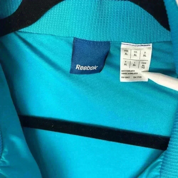 Retro Reebok Windbreaker Jacket Lined Full Zip Blue White Navy Stripe Y2K - Picture 10 of 14